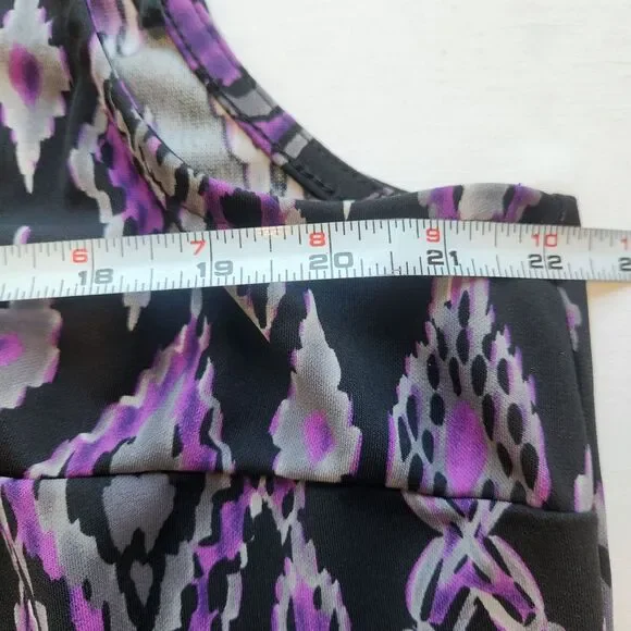 Dressbarn Women's Size 14/16 Purple Black Polyester Geometric Sleeveless Top - Picture 7 of 7